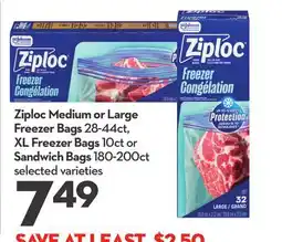 Longo's Medium or Large Freezer Bags 28-44ct, XL Freezer Bags 10ct or Sandwich Bags 180-200ct offer