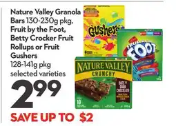 Longo's Granola Bars 130-230g pkg, Fruit by the Foot, Fruit Rollups or Fruit Gushers 128-141g pkg offer