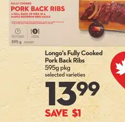 Longo's Fully Cooked Pork Back Ribs offer