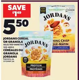 Independent Grocer JORDANS CEREAL OR GRANOLA offer
