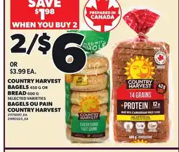Independent Grocer COUNTRY HARVEST BAGELS 450 OR BREAD offer