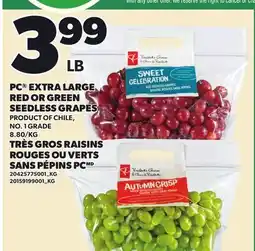 Independent Grocer PC EXTRA LARGE RED OR GREEN SEEDLESS GRAPES offer