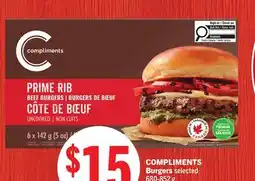 Foodland COMPLIMENTS Burgers offer