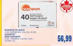 Wholesale Club BURGERS DE BŒUF, 4 OZ, SURGELÉS, 4,54 KG, 40 UN offer