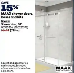 RONA MAAX shower doors, bases and kits, Shower door, 60 offer
