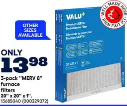 RONA VALU+ 3-pack ''MERV 8 furnace filters 20'' x 20'' x 1 offer