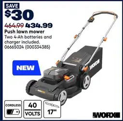 RONA Worx Push lawn mower offer
