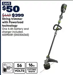 RONA EGO POWER+ String trimmer with Powerload technology offer