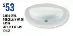 Canac Cairo Oval Porcelain Wash Basin 203/4in X 171/4in offer