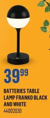 Canac Batteries Table Lamp Franko Black and White offer