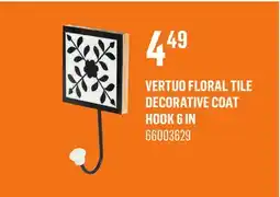 Canac VERTUO Floral Tile Decorative Coat Hook 6 in offer