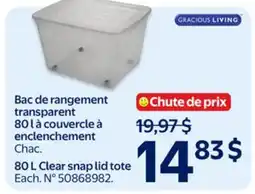Walmart 80 L Clear snap lid tote offer