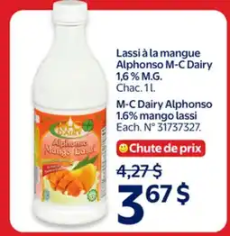 Walmart M-C Dairy Alphonso 1.6% mango lassi offer