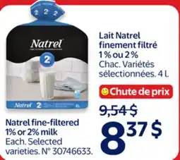 Walmart Natrel fine-filtered 1% or 2% milk offer