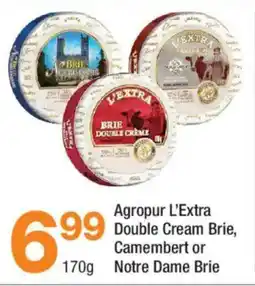 Highland Farms Agropur l'extra double cream brie, camembert or notre dame brie offer