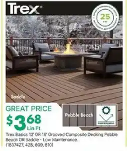 Kent Trex Basics 12' OR 16' Grooved Composite Decking Pebble Beach OR Saddle Low Maintenance offer