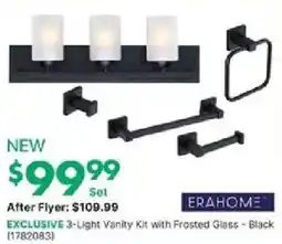 Kent 3-Light Vanity Kit with Frosted Glass - Black offer
