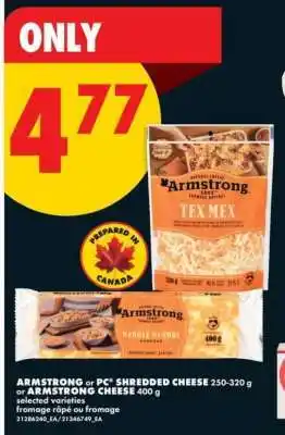 No Frills Armstrong or PC Shredded Cheese offer