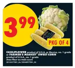 No Frills Cauliflower or Farmer's Market Sweet Corn offer
