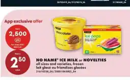 No Frills NO NAME ICE MILK or NOVELTIES offer