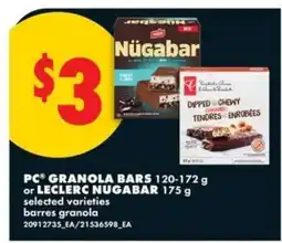 No Frills PC Granola Bars or Leclerc Nugabar offer