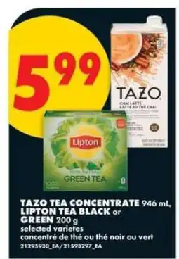 No Frills TAZO TEA CONCENTRATE, LIPTON TEA BLACK or GREEN offer
