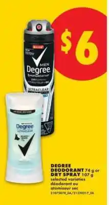 No Frills Degree Deodorant or Dry Spray offer