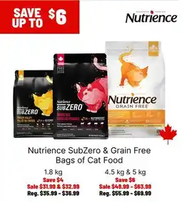 Ren’s Pets Depot Nutrience SubZero & Grain Free Bags of Cat Food offer