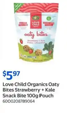 Walmart Love child organics oaty bites strawberry + kale snack bite pouch offer
