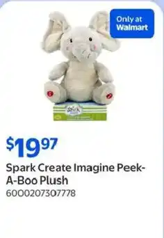 Walmart Spark Create Imagine Peek- A-Boo Plush offer