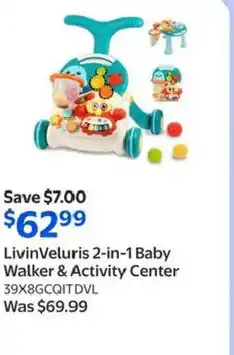 Walmart LivinVeluris 2-in-1 Baby Walker & Activity Center offer