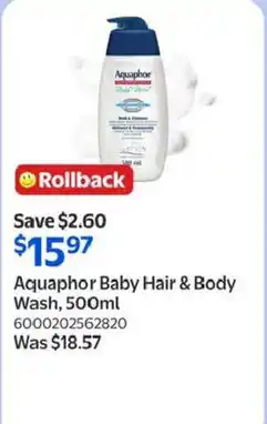 Walmart Aquaphor Baby Hair & Body Wash offer