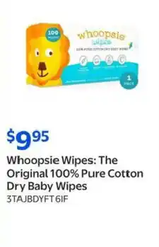 Walmart Whoopsie Wipes: The Original 100% Pure Cotton Dry Baby Wipes offer
