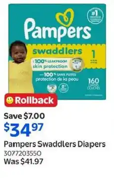 Walmart Pampers Swaddlers Diapers offer