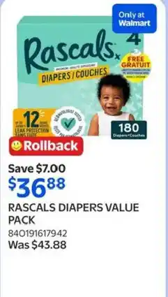 Walmart Rascals diapers value pack offer
