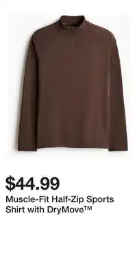 H&M Muscle-Fit Half-Zip Sports Shirt with DryMove offer