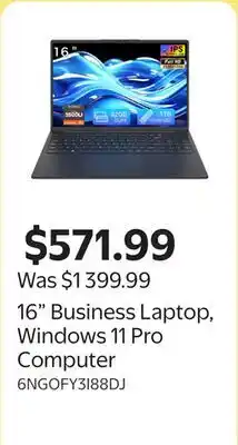 Walmart 16 Business Laptop, Windows 11 Pro Computer offer