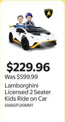 Walmart Lamborghini Licensed 2 Seater Kids Ride on Car offer
