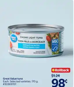 Walmart Great Value tuna offer