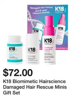 Sephora K18 Biomimetic Hairscience Damaged Hair Rescue Minis Gift Set offer