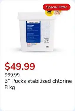 Club Piscine 3 Pucks stabilized chlorine offer