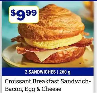 M & M Food Market Croissant Breakfast Sandwich Bacon, Egg & Cheese offer