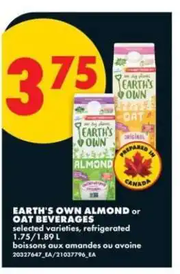 No Frills EARTH'S OWN ALMOND or OAT BEVERAGES offer