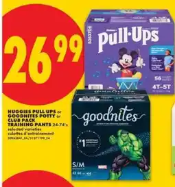 No Frills Huggies Pull Ups or Goodnites Potty or Club Pack Training Pants offer