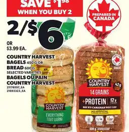 Independent City Market COUNTRY HARVEST BAGELS 450 G OR BREAD 600 G offer