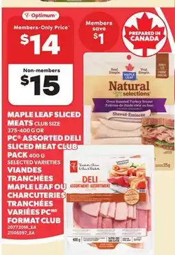 Independent City Market MAPLE LEAF SLICED MEATS CLUB SIZE 375-400 G OR PC ASSORTED DELI SLICED MEAT CLUB PACK 400 G offer