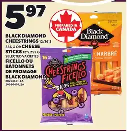 Independent City Market BLACK DIAMOND CHEESTRINGS 12/16'S 336 G OR CHEESE STICKS 12'S 252 G offer