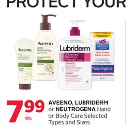 Rexall AVEENO, LUBRIDERM or NEUTROGENA Hand or Body Care offer
