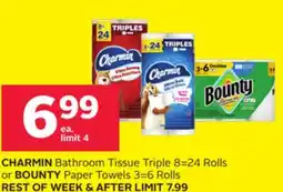 Rexall CHARMIN Bathroom Tissue Triple 8 = 24 Rolls or BOUNTY Paper Towels 3 = 6 Rolls offer
