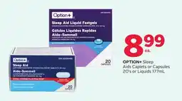 Rexall OPTION + Sleep Aids Caplets or Capsules 20' s or Liquids 177mL offer